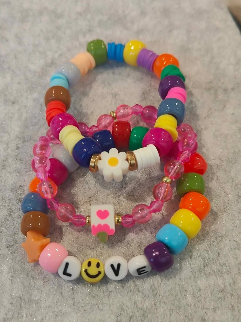 Kids Colorful Beaded Stretch Bracelet Stack - Multicolor